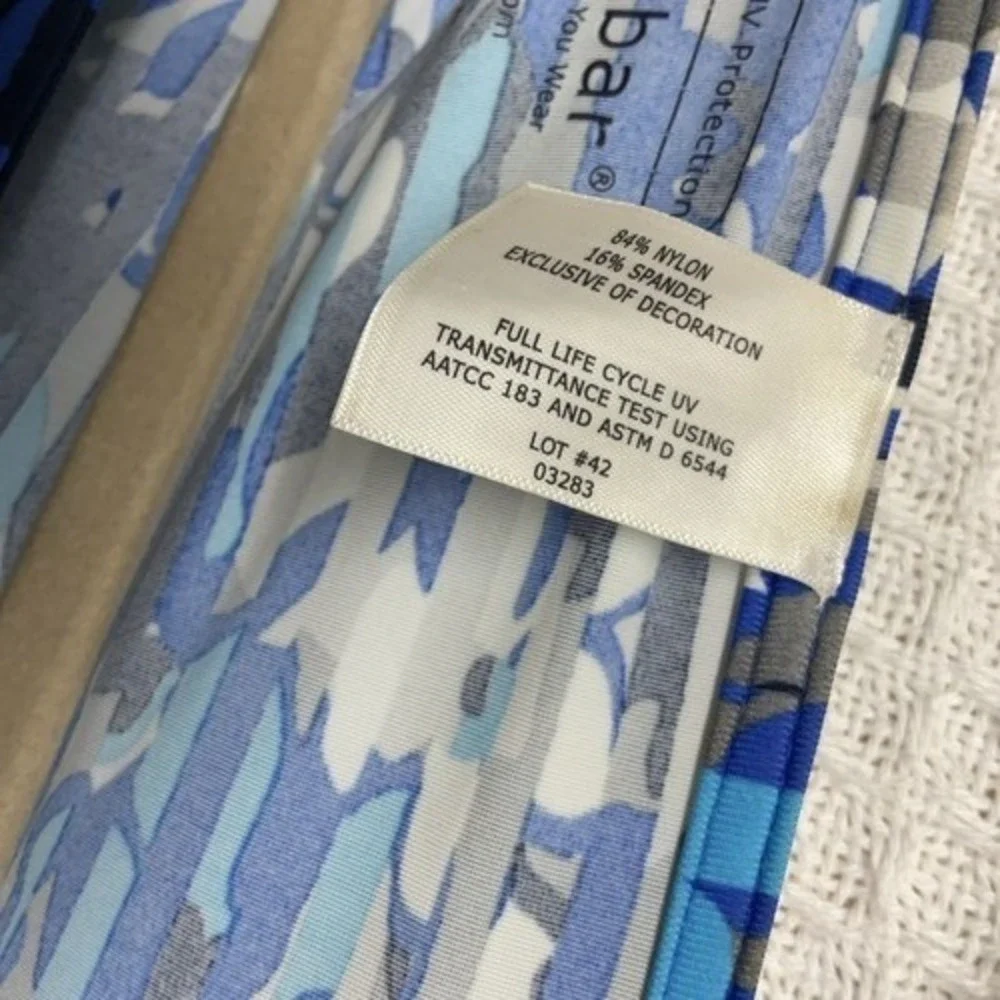 NWOT Coolibar UPF 50+ Blue/White Poncho Tunic Swim Cover Women 2XL China